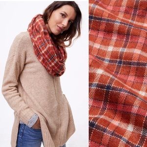 LOFT Women's Plaid Infinity Scarf Wrap Cozy Rust